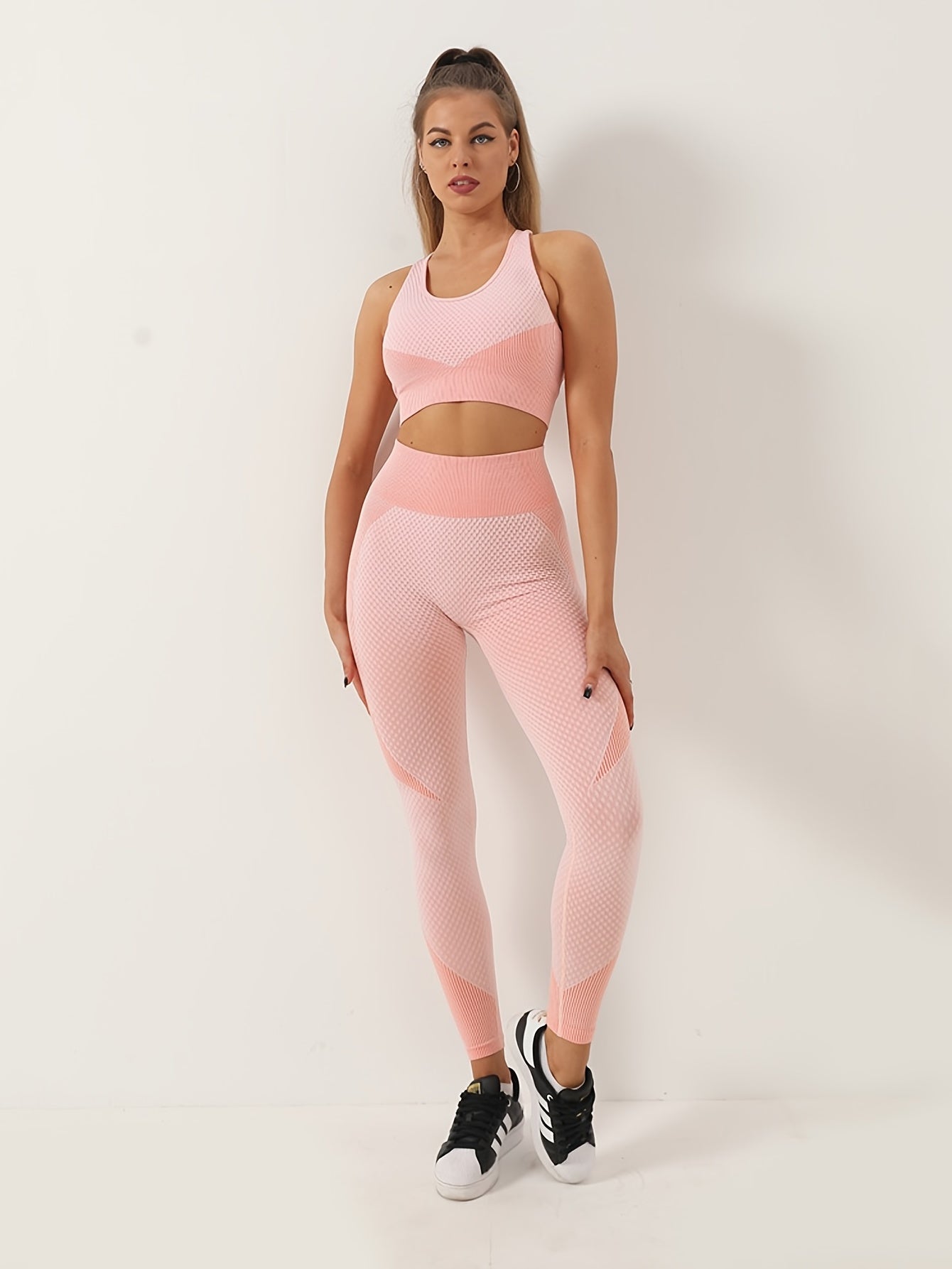 Antmvs Two Tune Color Quick Drying Leggings, High Waist Slimming Yoga Fitness Workout Gym Sports Pants, Women's Activewear