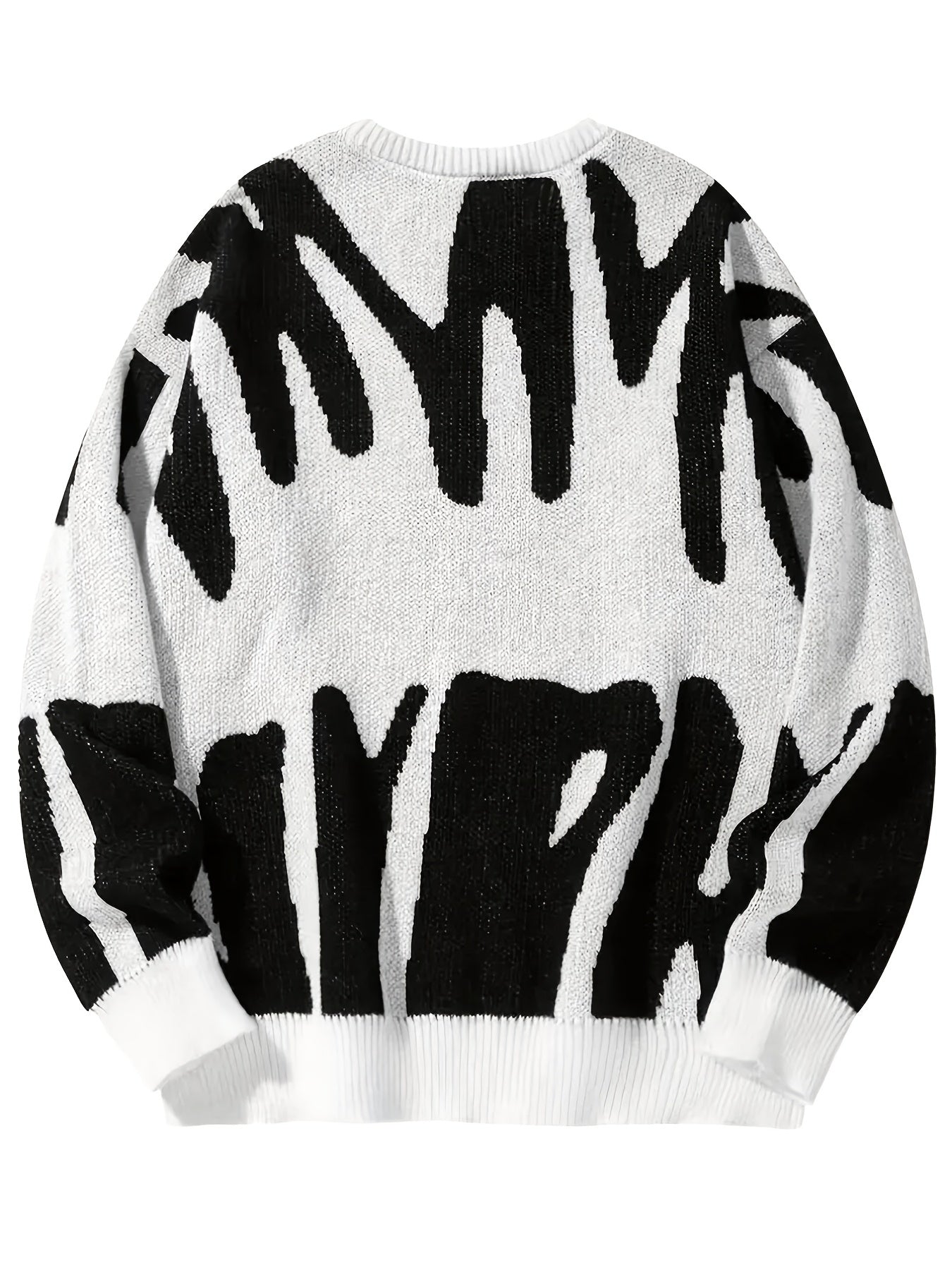 Antmvs Y2K Graphic Pattern Pullover Sweater, Crew Neck Long Sleeve Sweater, Women's Clothing