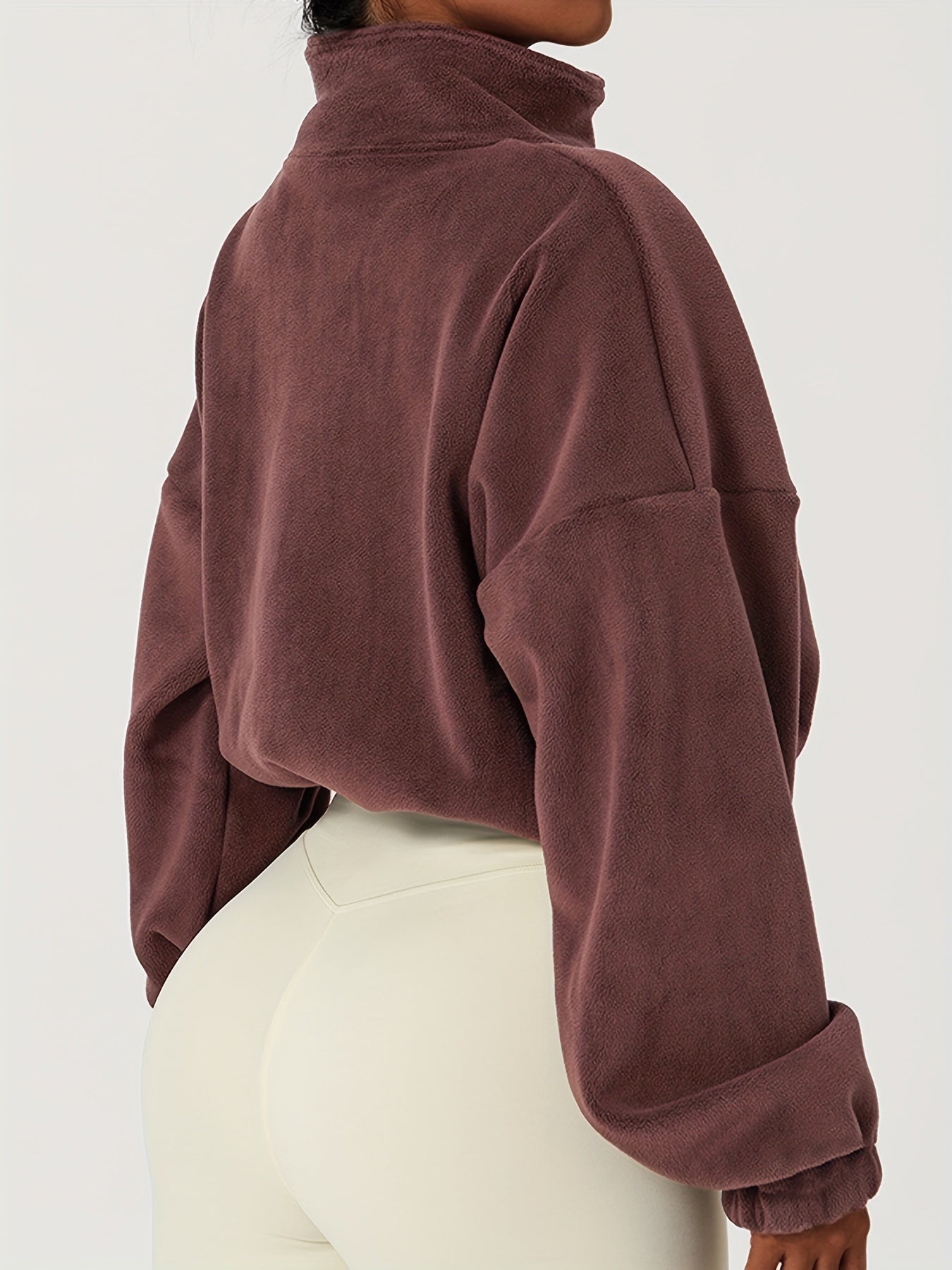 Antmvs Women's Warm Fleece Crop Jacket With Zipper And Drawstring - Perfect For Casual Sports And Outdoor Activities