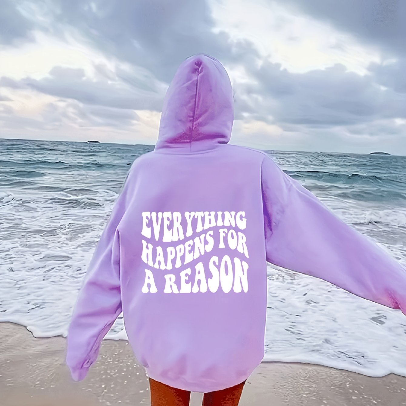Antmvs Plus Size Casual Sweatshirt, Women's Plus Letter Print Long Sleeve Drawstring Hoodie With Giant Pocket