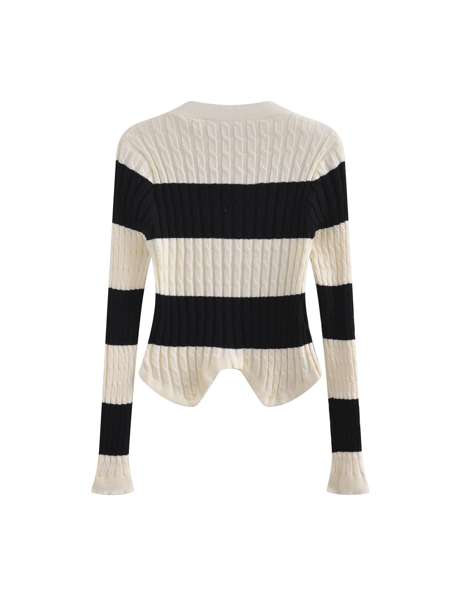 Antmvs Striped Print Crew Neck Sweater, Casual Long Sleeve Split Hem Sweater For Fall & Winter, Women's Clothing