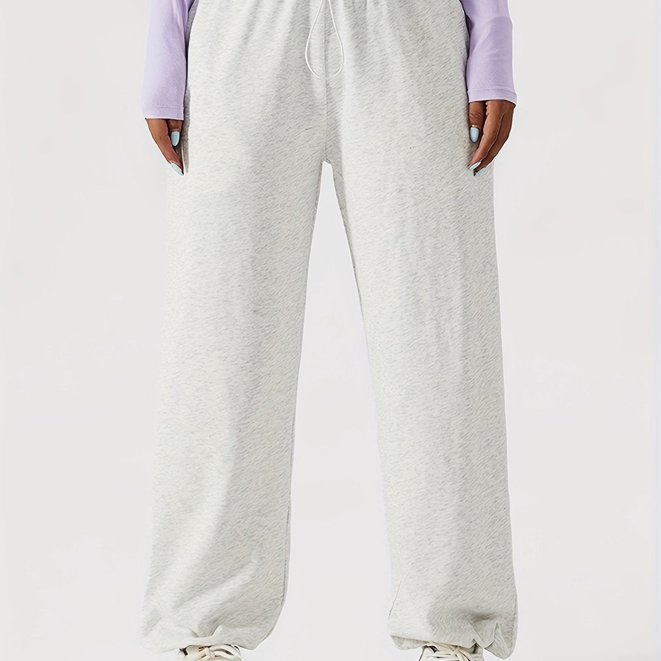 Antmvs Drawstring Elastic Waist Casual Sports Pants With Pocket, Comfortable Solid Color Sweatpants, Women's Athleisure