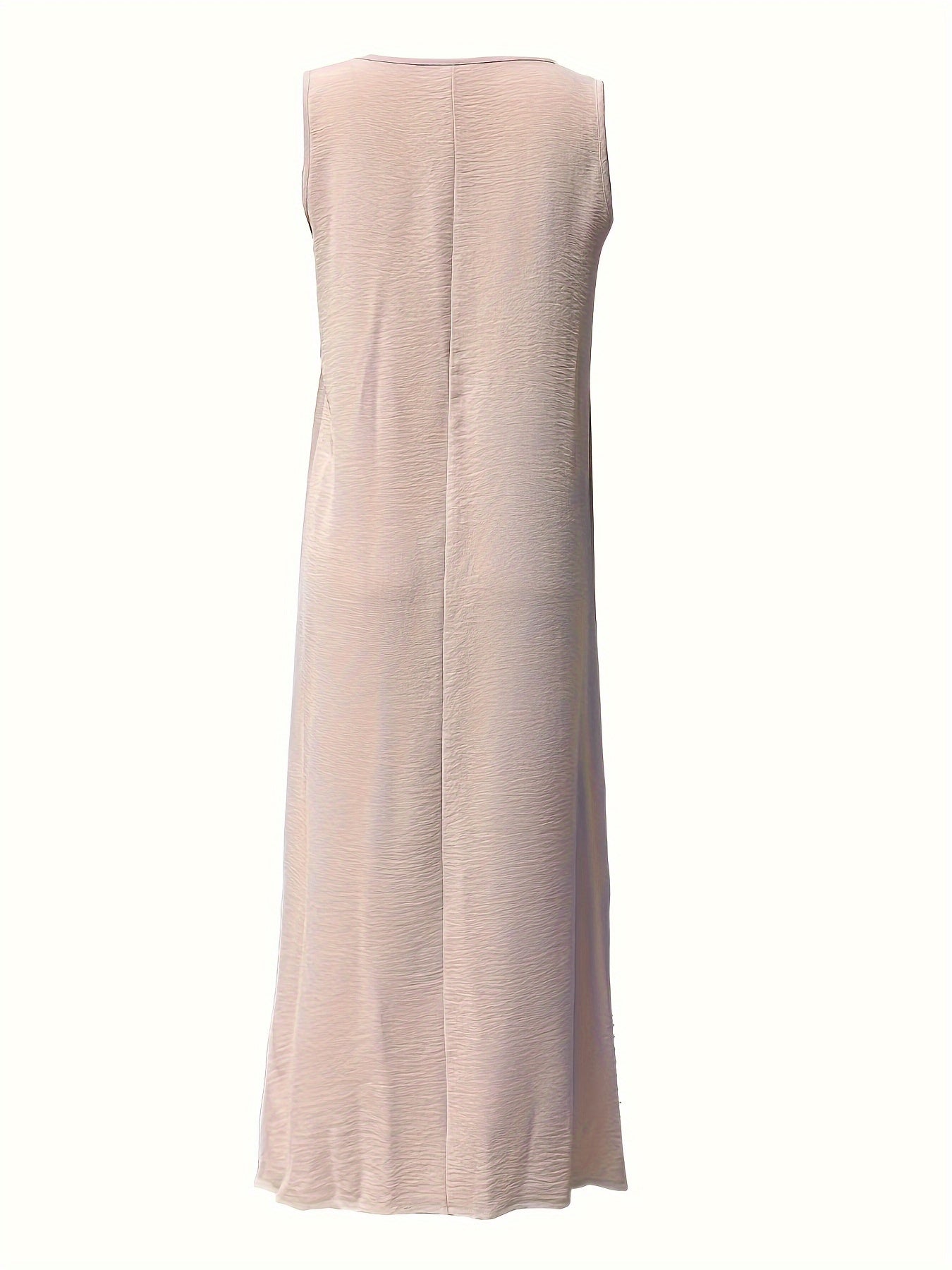 Antmvs Solid Color Crew Neck Tank Dress, Casual Sleeveless Tank Dress For Every Day, Women's Clothing