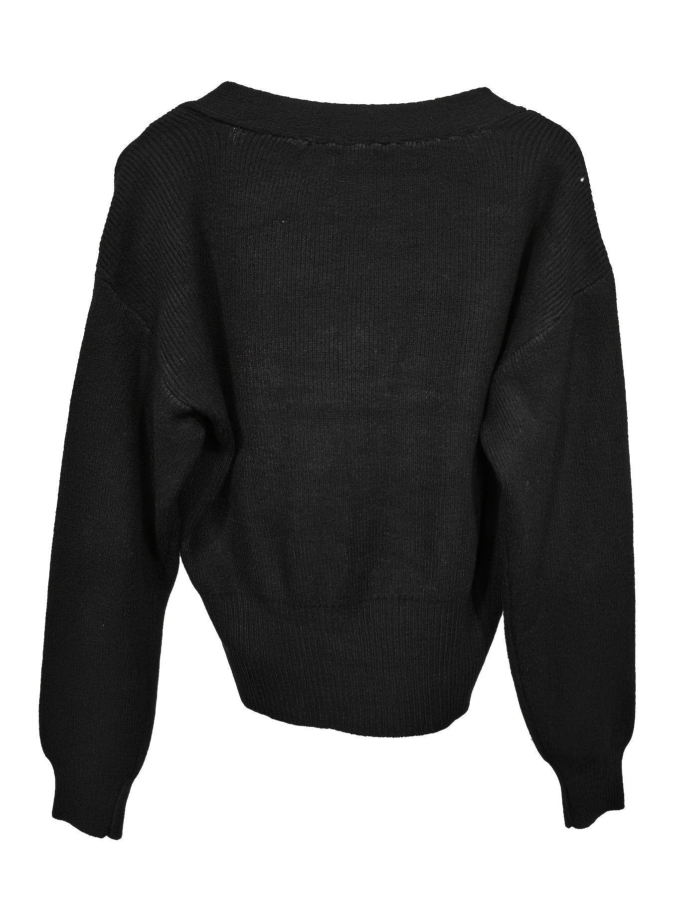 Antmvs Solid Button Front Knit Cardigan, Elegant Long Sleeve Sweater For Spring & Fall, Women's Clothing