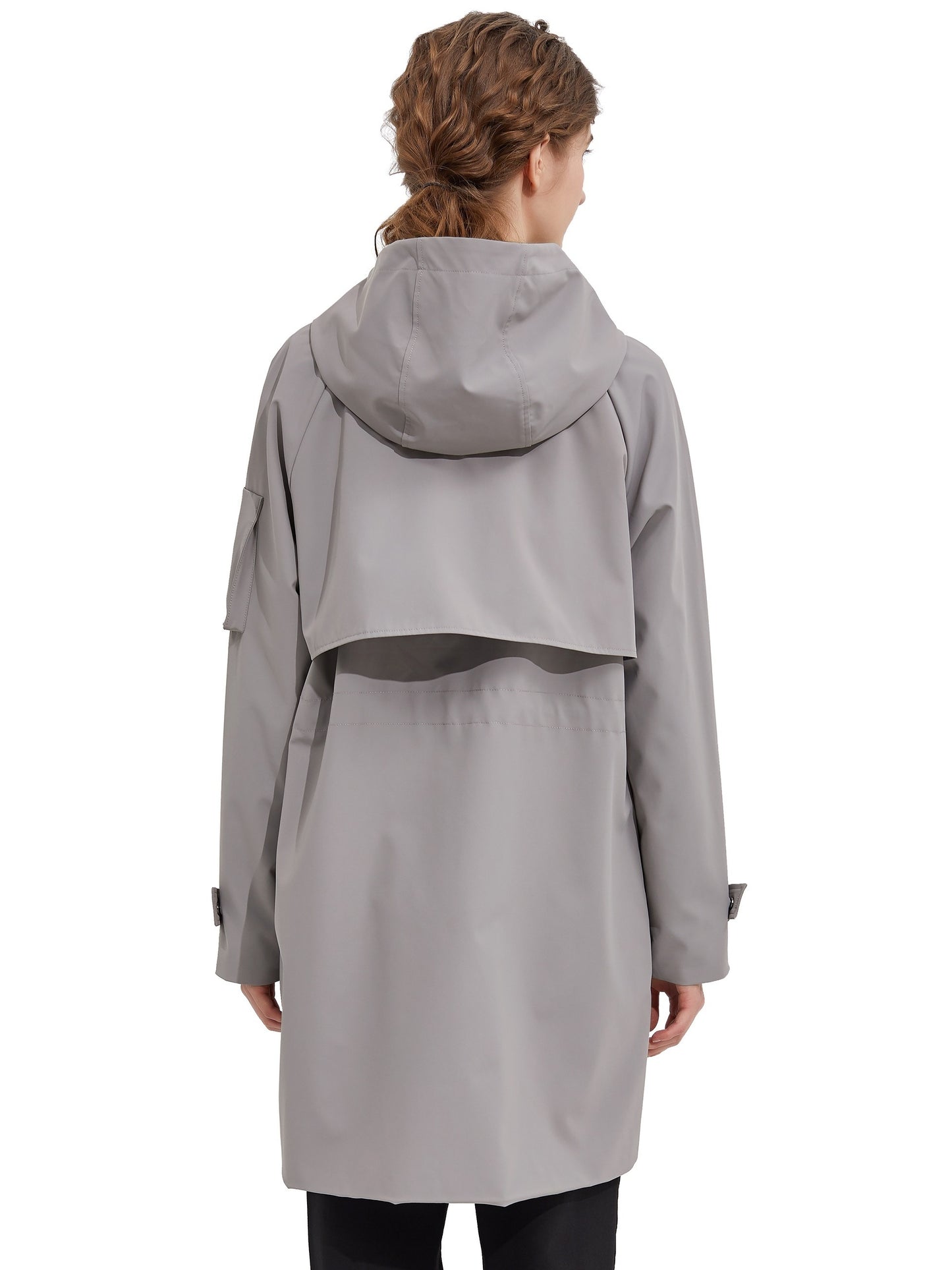 Antmvs Drawstring Hooded Coat, Casual Solid Button Front Long Sleeve Outerwear, Women's Clothing