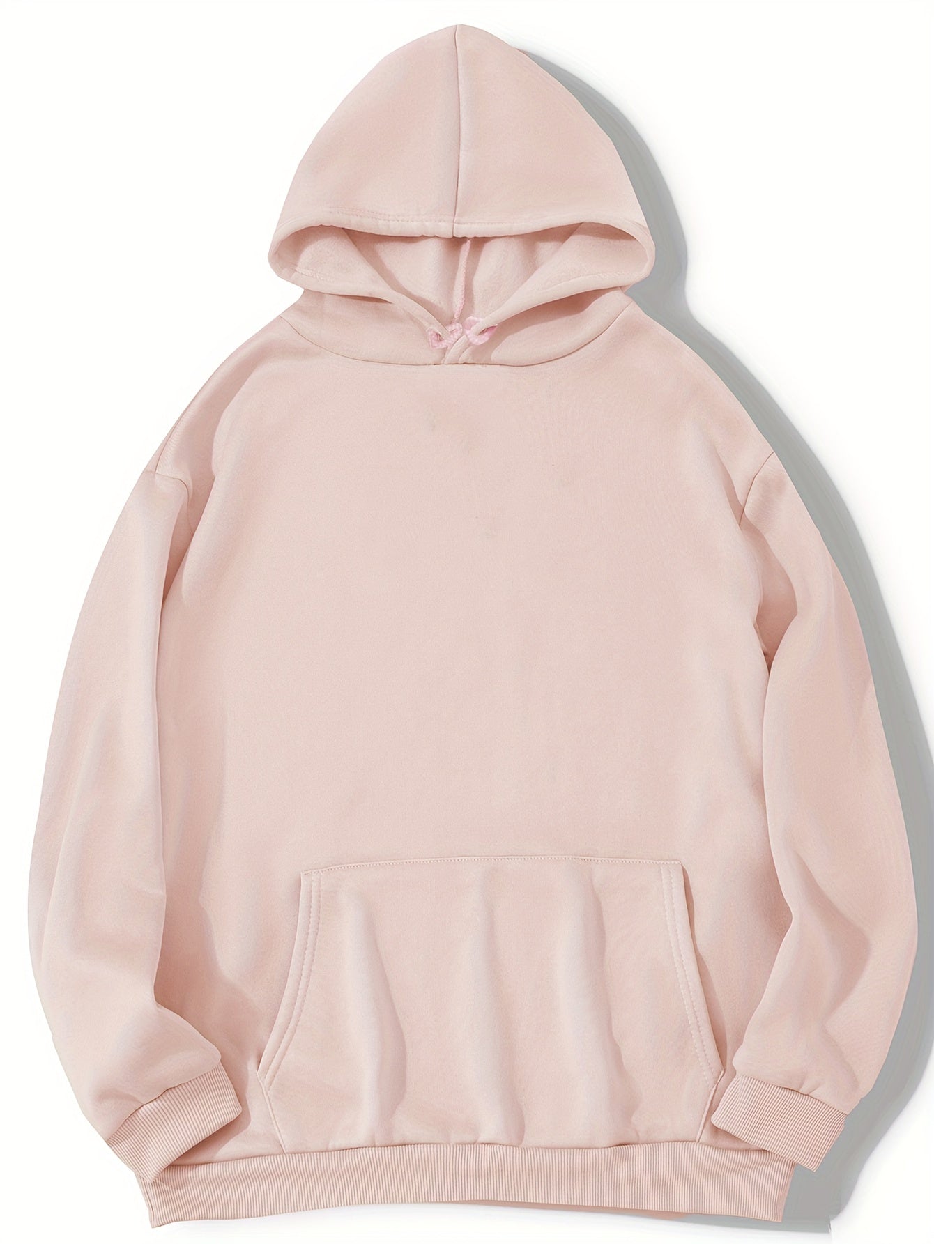 Antmvs Grey Thermal Hoodies, Kangaroo Pocket Casual Sweatshirt For Fall & Winter, Women's Clothing