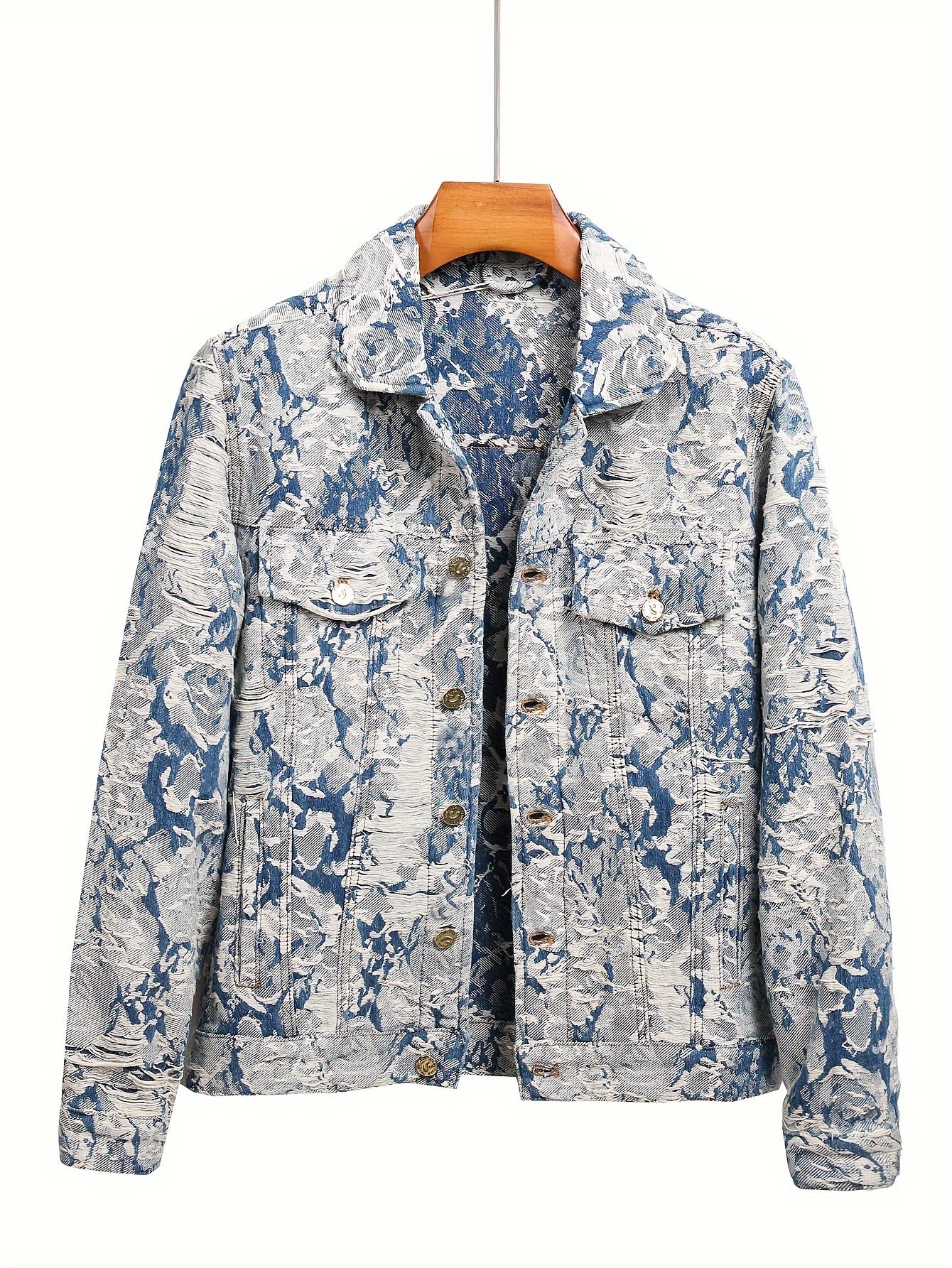 Antmvs Men's Jacquard 2pcs, Trendy Lapel Long Sleeve Jacket And Straight Leg Stylish Pants For Spring And Autumn