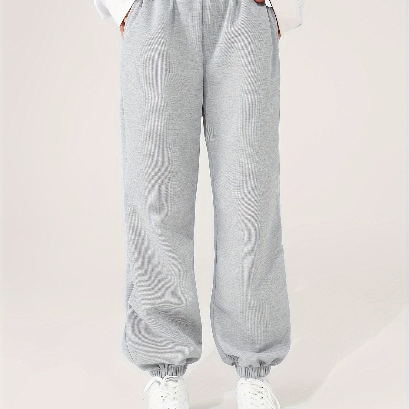 Antmvs Women's Elastic Solid Color High Waist Sweatpants Autumn And Winter, Comfortable Loose Workout Pocket Jogger Pants, Women's Activewear