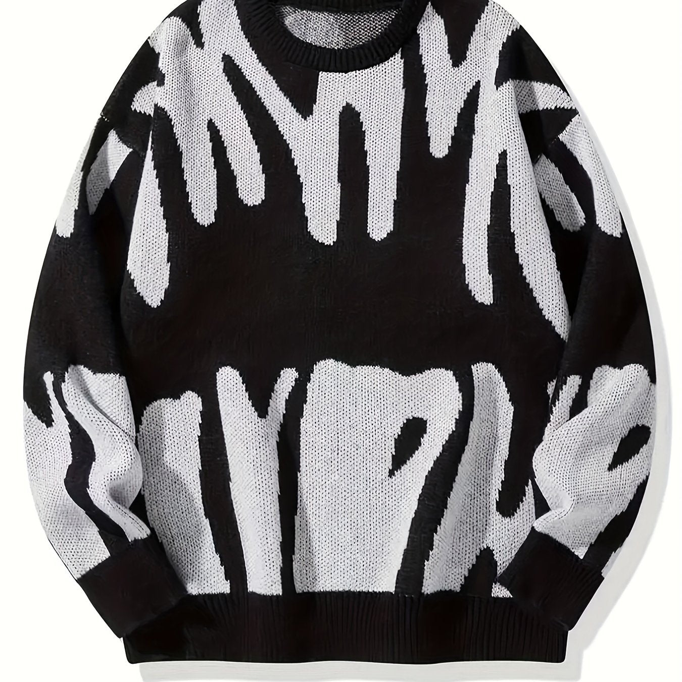Antmvs Y2K Graphic Pattern Pullover Sweater, Crew Neck Long Sleeve Sweater, Women's Clothing