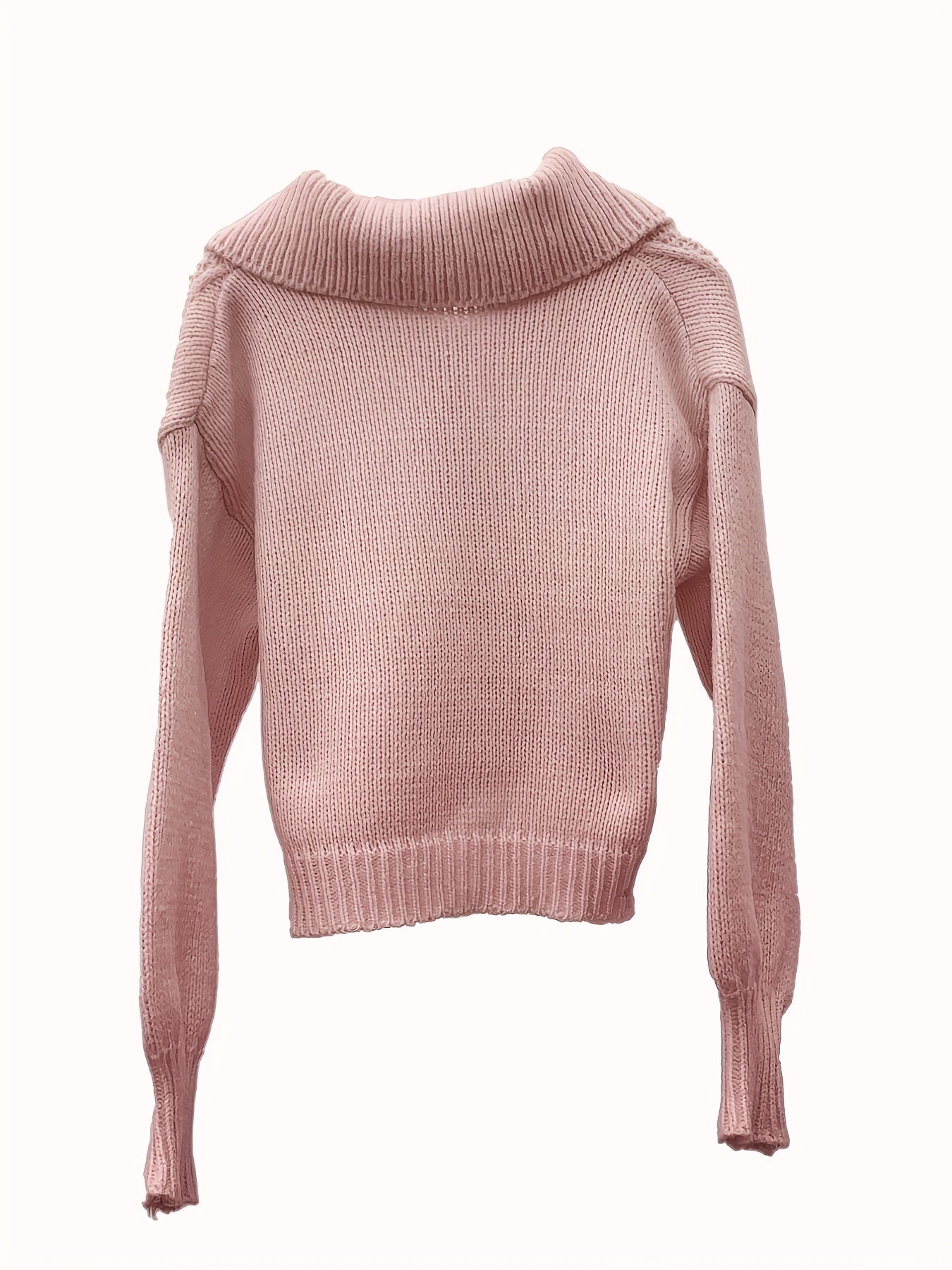 Antmvs Solid Shawl Collar Button Up Cardigan, Casual Long Sleeve Sweater For Spring & Fall, Women's Clothing