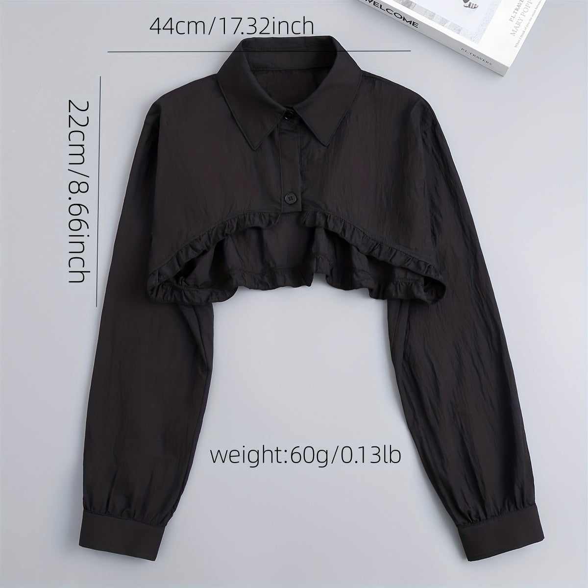 Antmvs Women's White Gauze Fake Collar With Long Sleeves Simple Solid Color Half Shirt Dickey Collar Summer Sun Protection Decoration False Collar