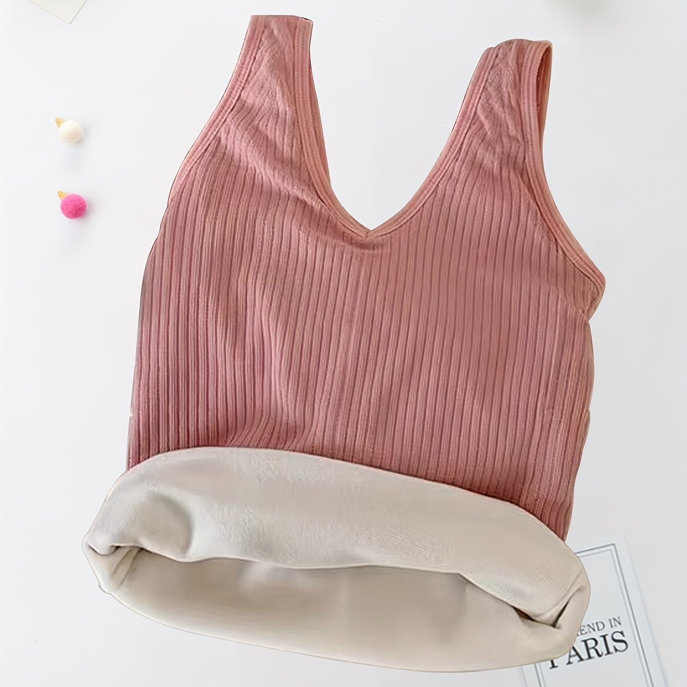 Antmvs Girls Plus Velvet Thick Vest Solid Color Warm Body-con Bottoming Vest For 13-18 Y