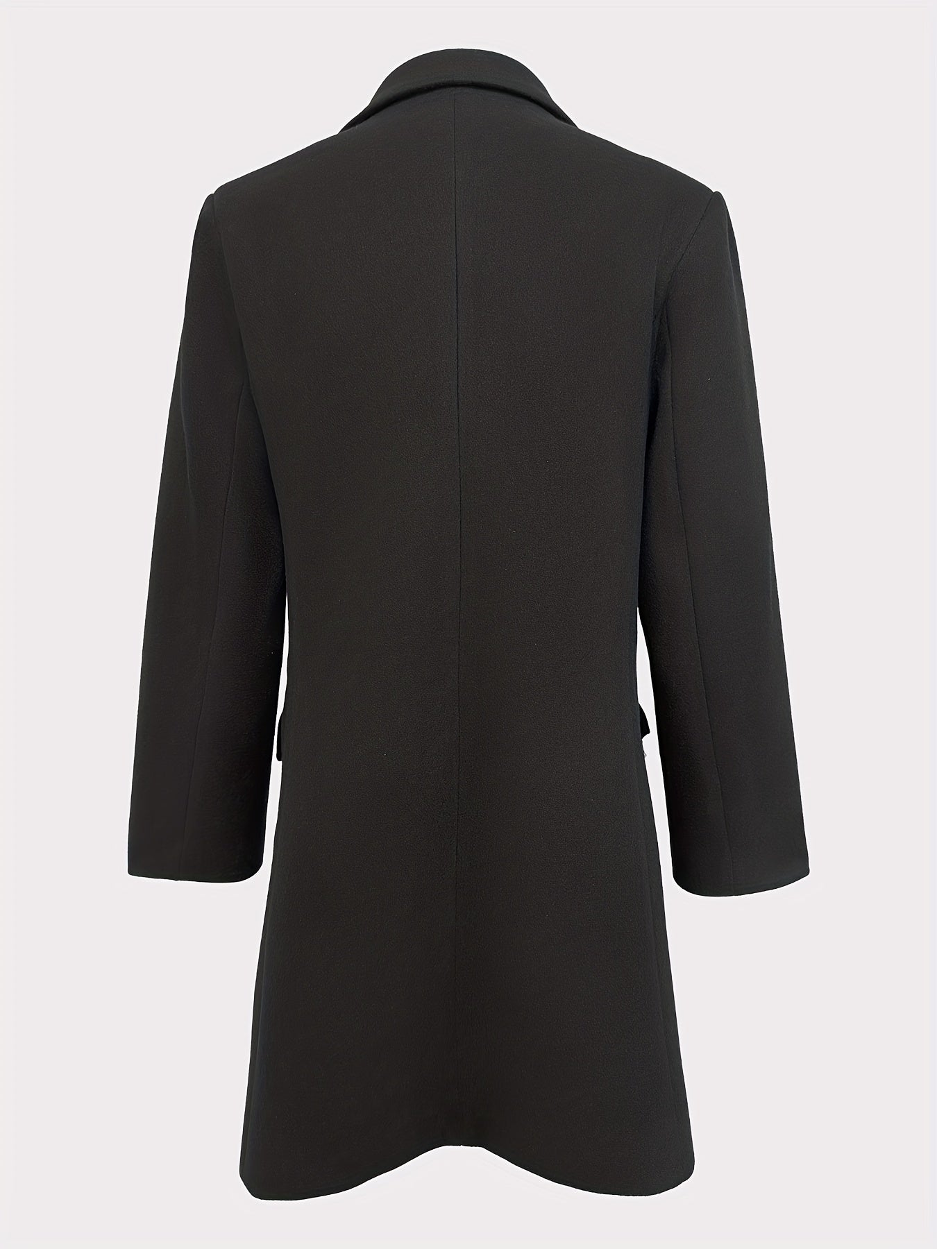 Antmvs Solid Single Breasted Jacket, Elegant Long Sleeve Jacket For Fall & Winter, Women's Clothing