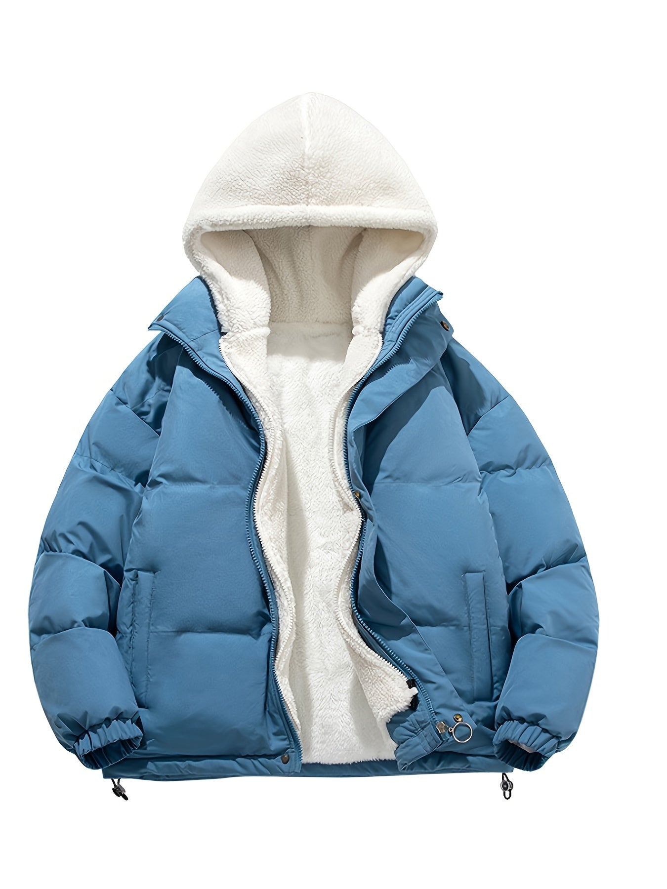 Antmvs Unisex Warm Fleece Hooded Winter Jacket, Casual Cotton Padded Coat For Men And Women Couples Fall Winter