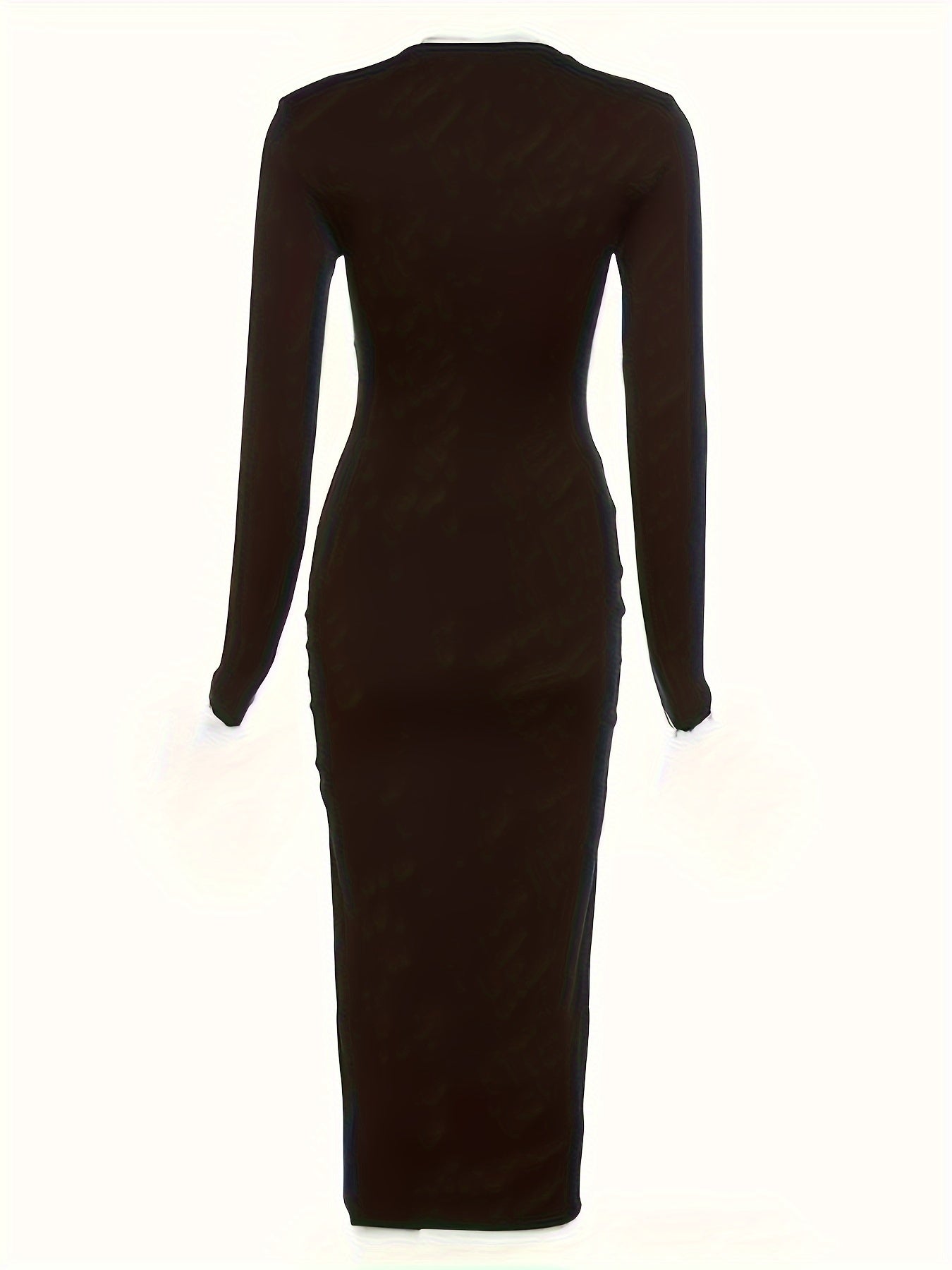 Antmvs Cut Out Long Sleeve Dress, Stylish Split Hem Slim Dress For Club & Party, Women's Clothing