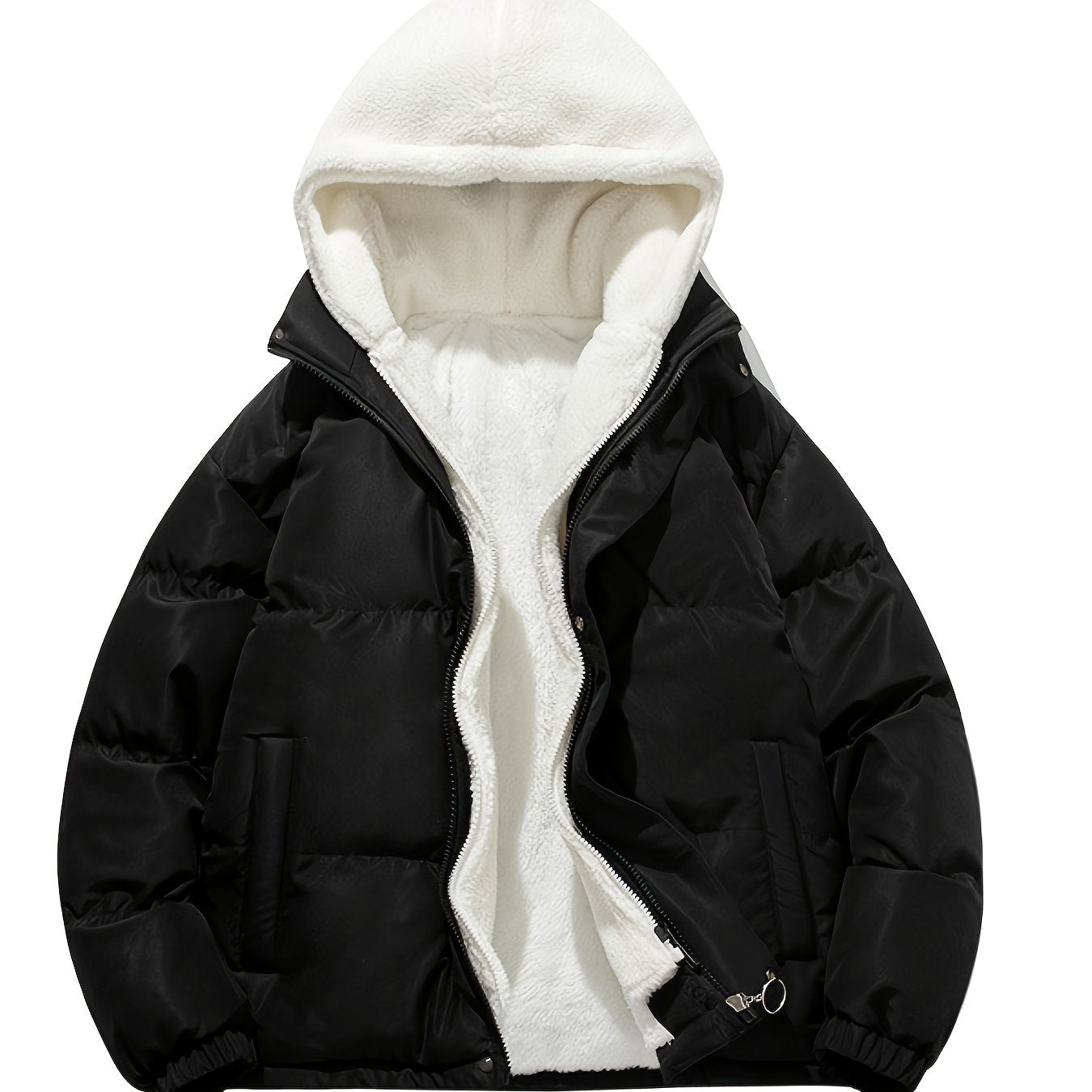 Antmvs Unisex Warm Fleece Hooded Winter Jacket, Casual Cotton Padded Coat For Men And Women Couples Fall Winter