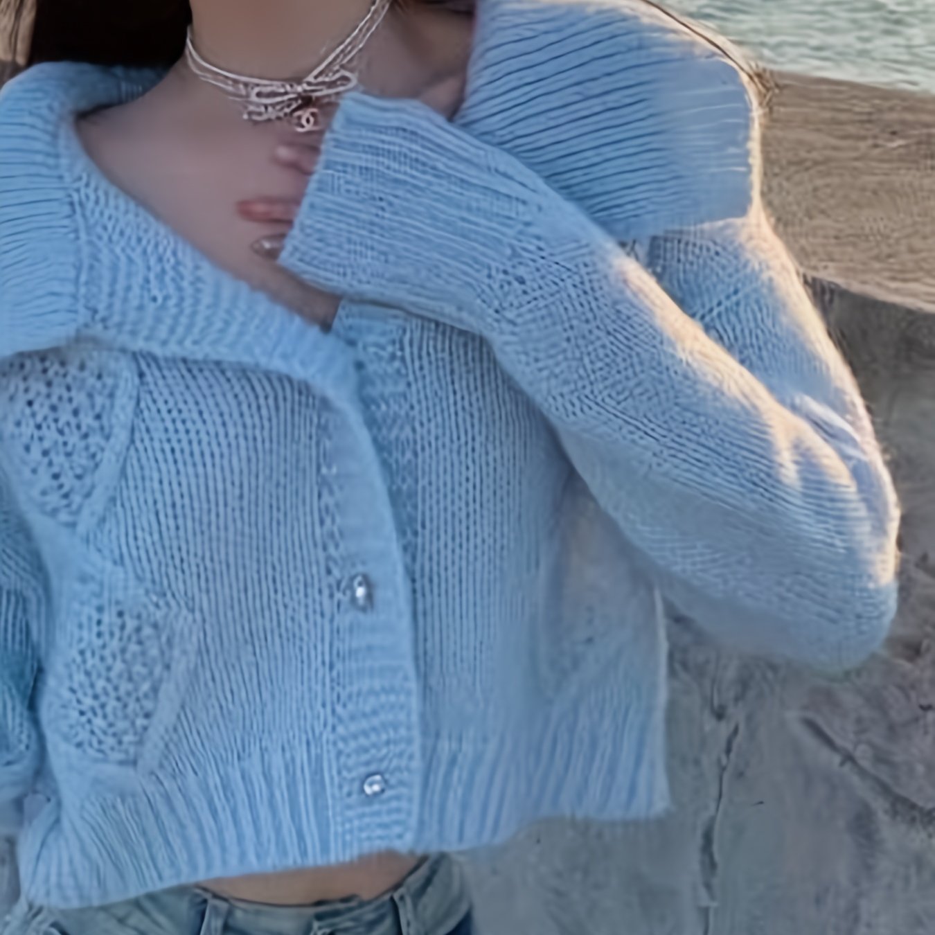 Antmvs Solid Shawl Collar Button Up Cardigan, Casual Long Sleeve Sweater For Spring & Fall, Women's Clothing