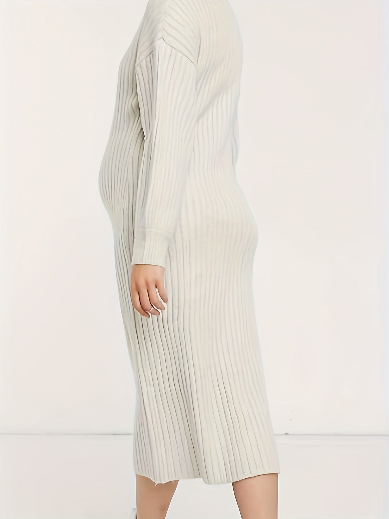 Antmvs Women's Casual Turtleneck Mid-length Maternity Dress, Fall Winter