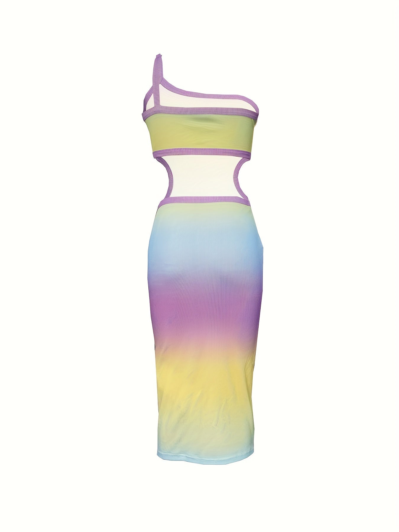 Antmvs Ombre Print One Shoulder Dress, Slim Sexy Casual Dress, Women's Clothing
