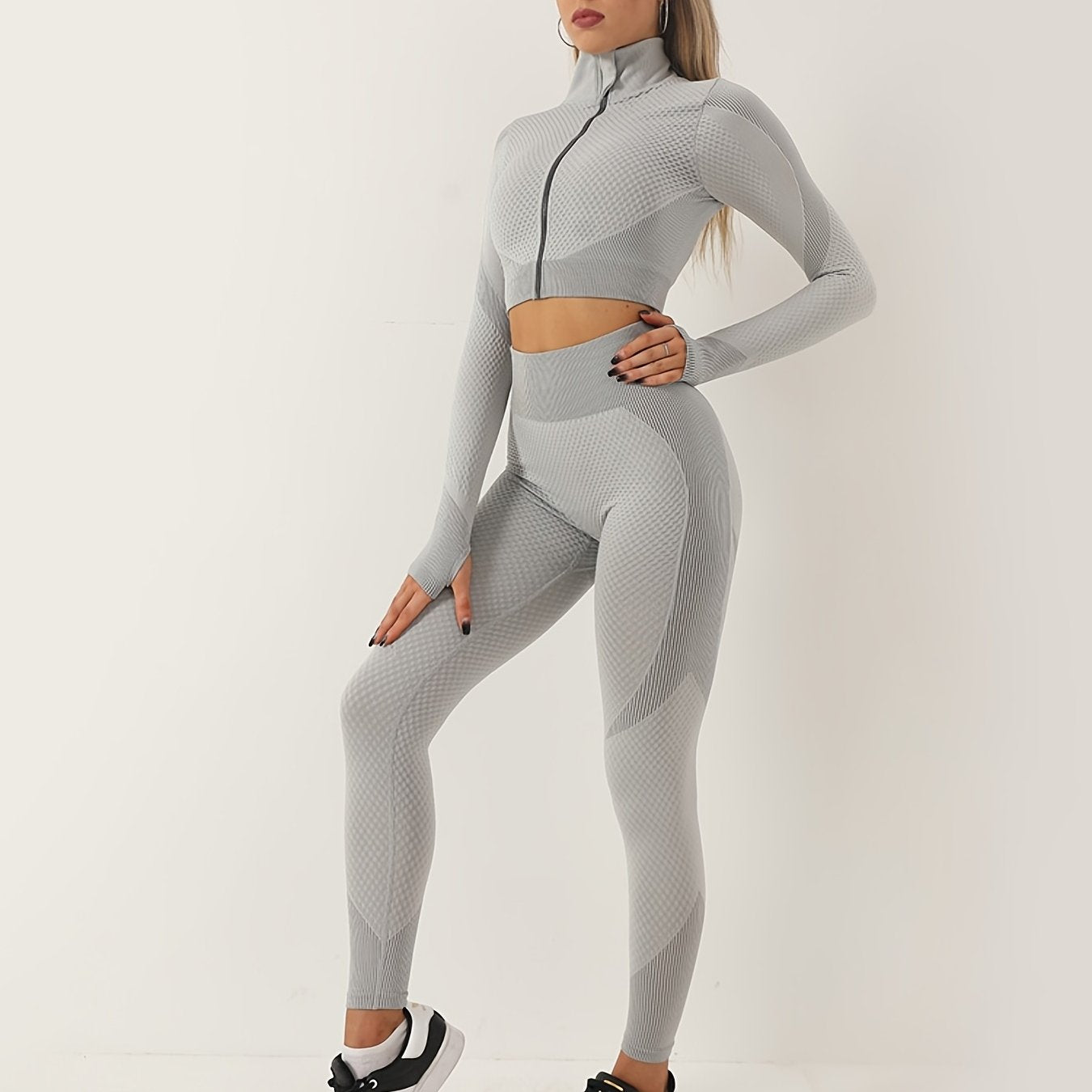 Antmvs Two Tune Color Quick Drying Leggings, High Waist Slimming Yoga Fitness Workout Gym Sports Pants, Women's Activewear