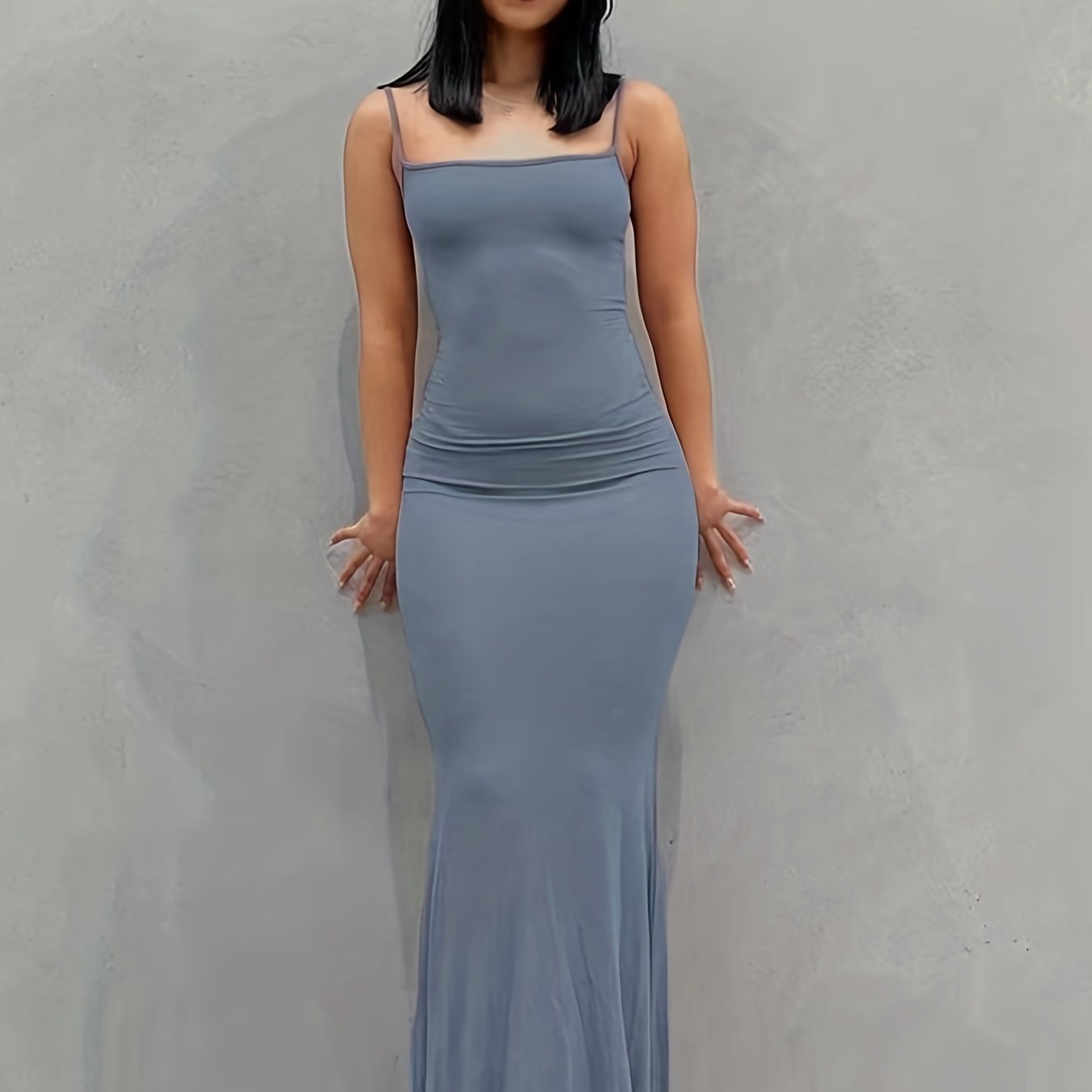 Antmvs Cami Bodycon Dresses ,Sexy Maxi Sleeveless Solid For Party Night, Women's Dresses