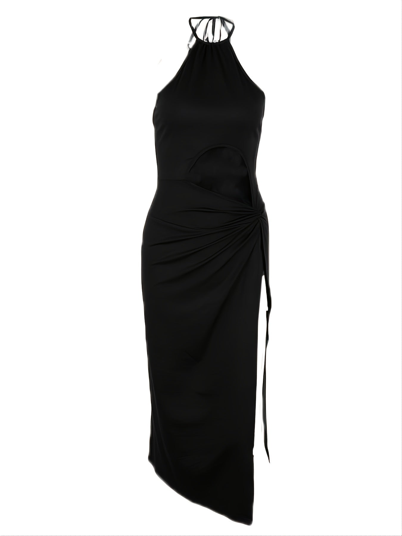 Antmvs Women's Halter Irregular Hollow Spilt Backless Party Dresses
