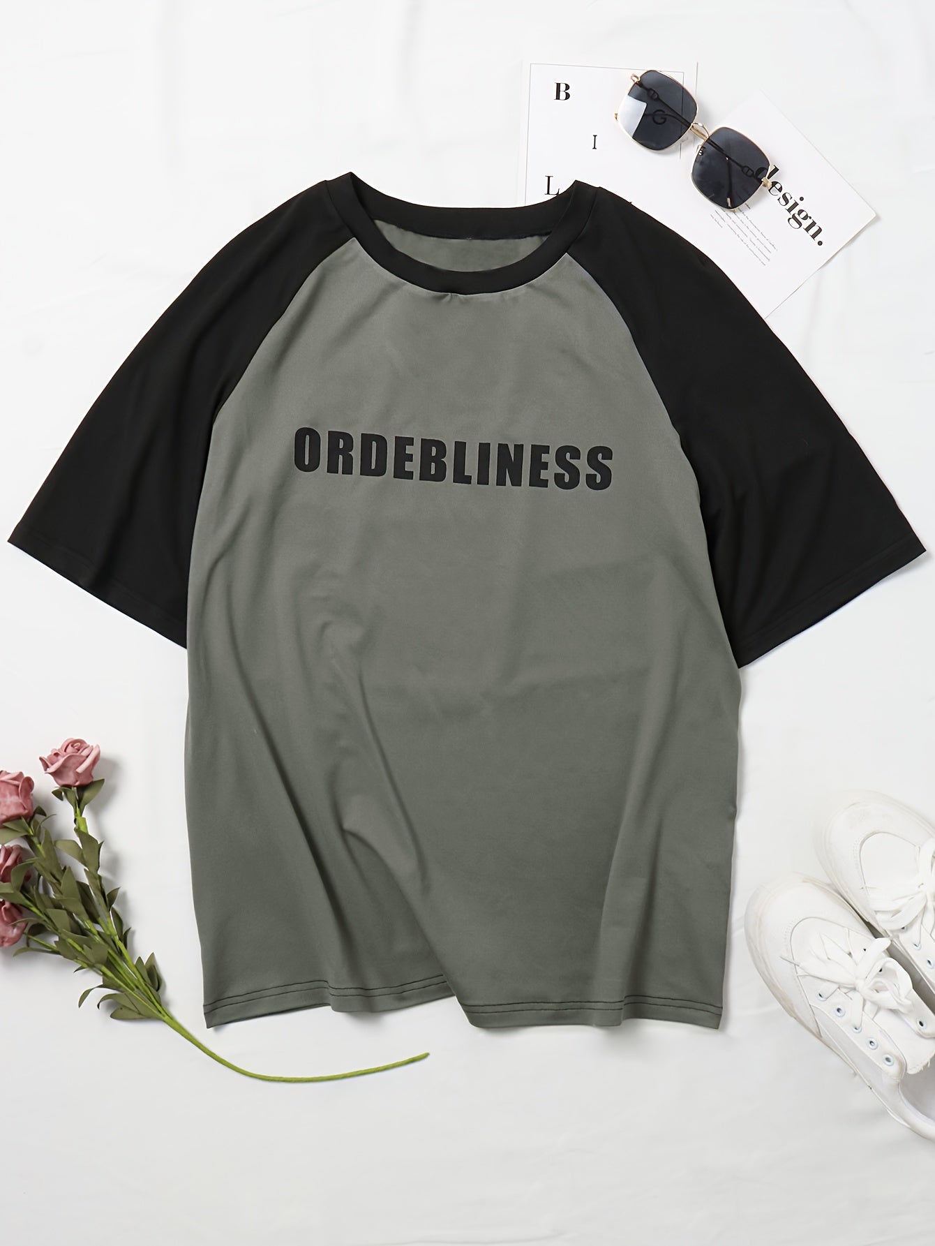 Antmvs Y2K Raglan Sleeve T-Shirt, Short Sleeve Casual Top For Fall & Spring, Women's Clothing