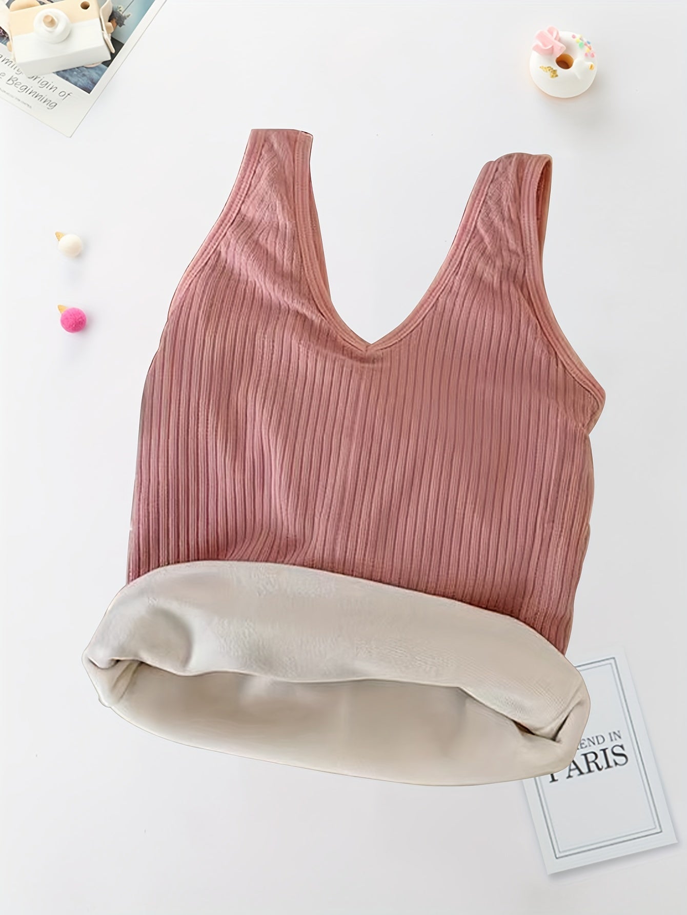 Antmvs Girls Plus Velvet Thick Vest Solid Color Warm Body-con Bottoming Vest For 13-18 Y