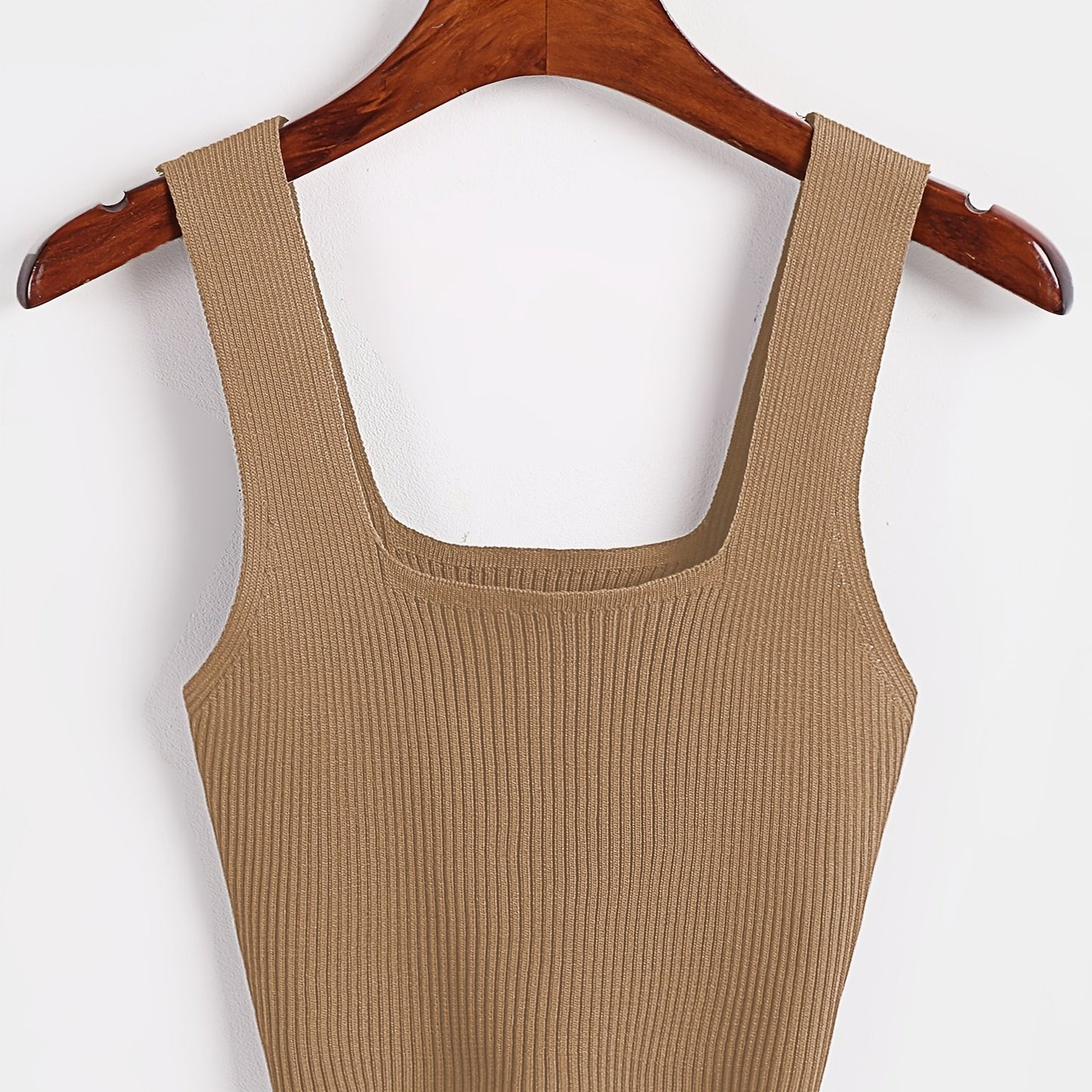 Antmvs Solid Cropped Rib Knitted Vest, Elegant Sleeveless Summer Stretchy Vest, Women's Clothing