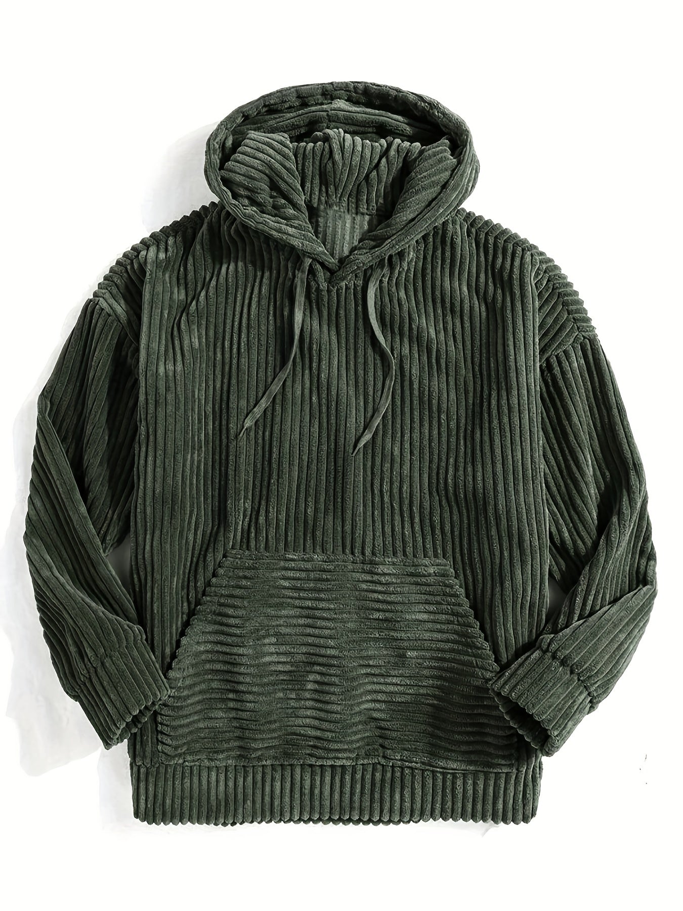 Antmvs Vintage Corduroy Hoodies For Men, Men's Casual Pullover Hooded Sweatshirt With Kangaroo Pocket Streetwear For Winter Fall, As Gifts