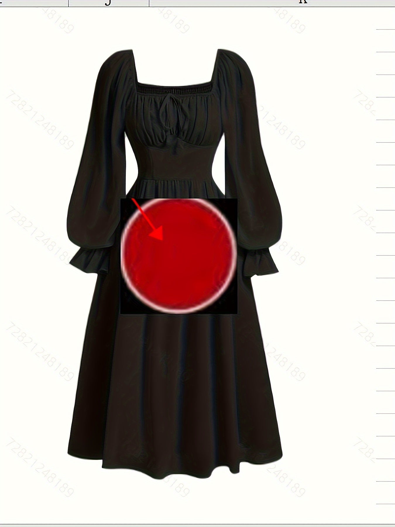 Antmvs Tie Front Lantern Long Sleeve Dress, Casual Solid Squared Neck Dress, Women's Clothing