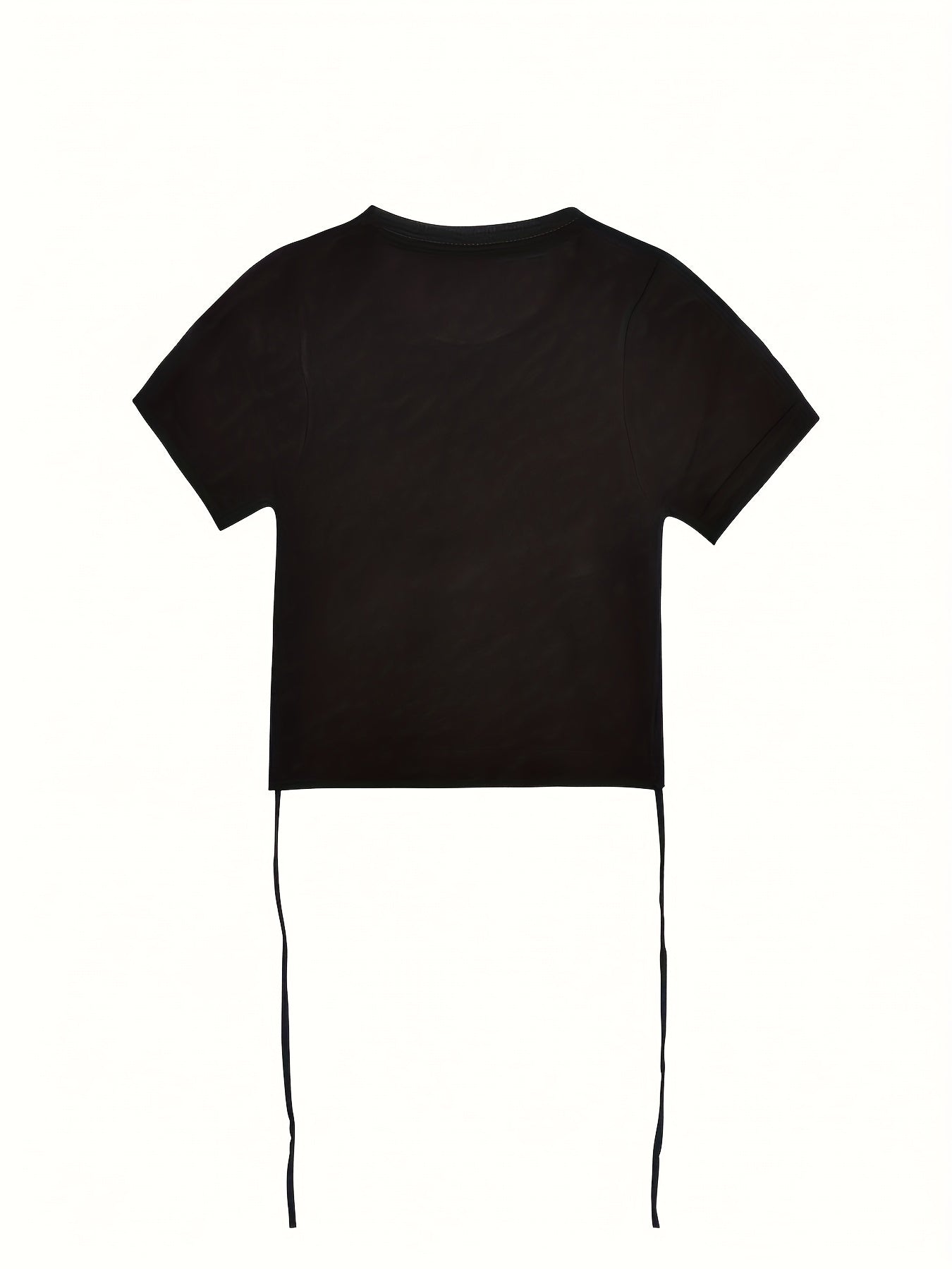 Antmvs Letter Print Crew Neck Crop Tee, Y2K Short Sleeve Tied Top For Spring & Summer, Women's Clothing