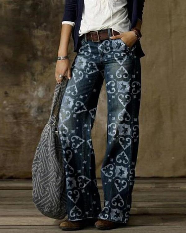 Antmvs Vintage Pocket Denim Loose Jeans Pants