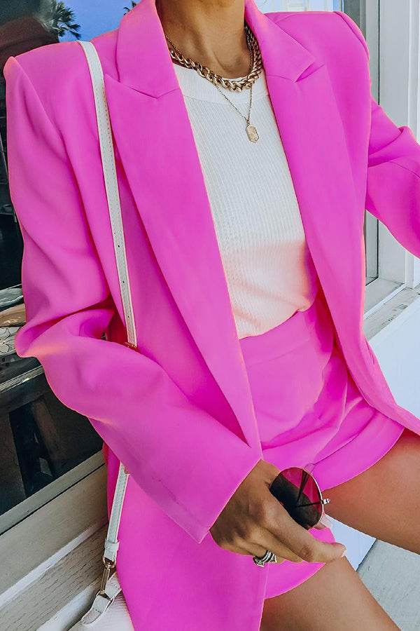 Antmvs Standards Pocketed Bright Colour Blazer Shorts Suit