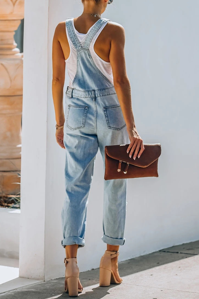 Antmvs Denim Hole Distressed Overall