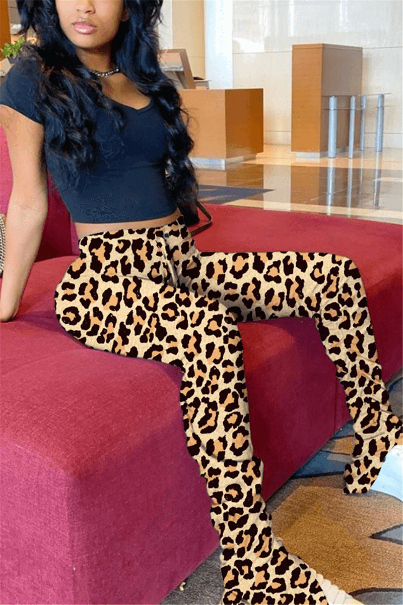 Antmvs Fashion Casual Skinny Print Trousers