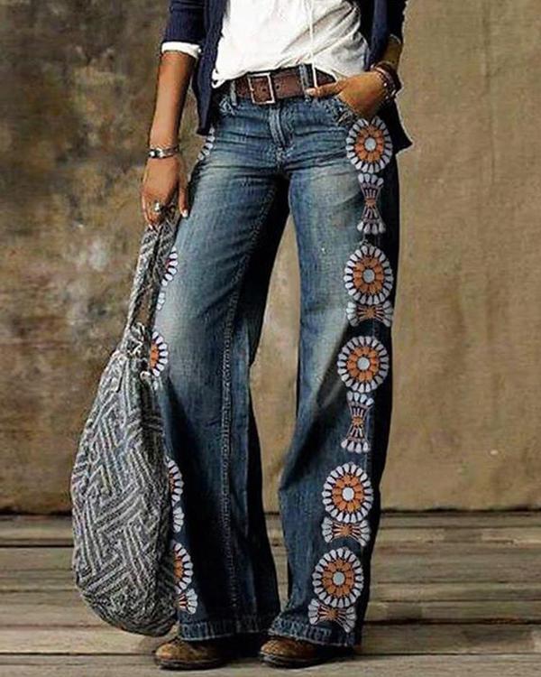 Antmvs Vintage Pocket Denim Loose Jeans Pants