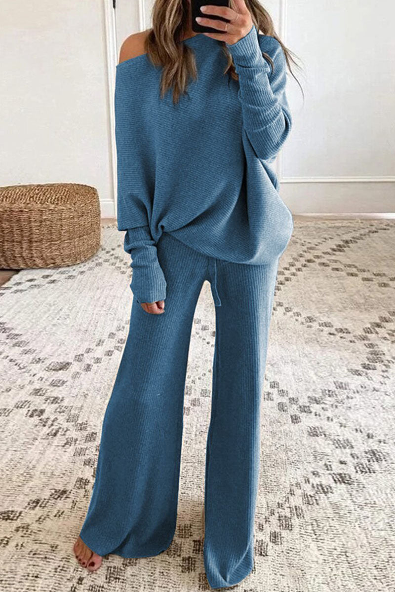 Antmvs Fashion British Style Solid O Neck Long Sleeve Two Pieces(4 Colors)