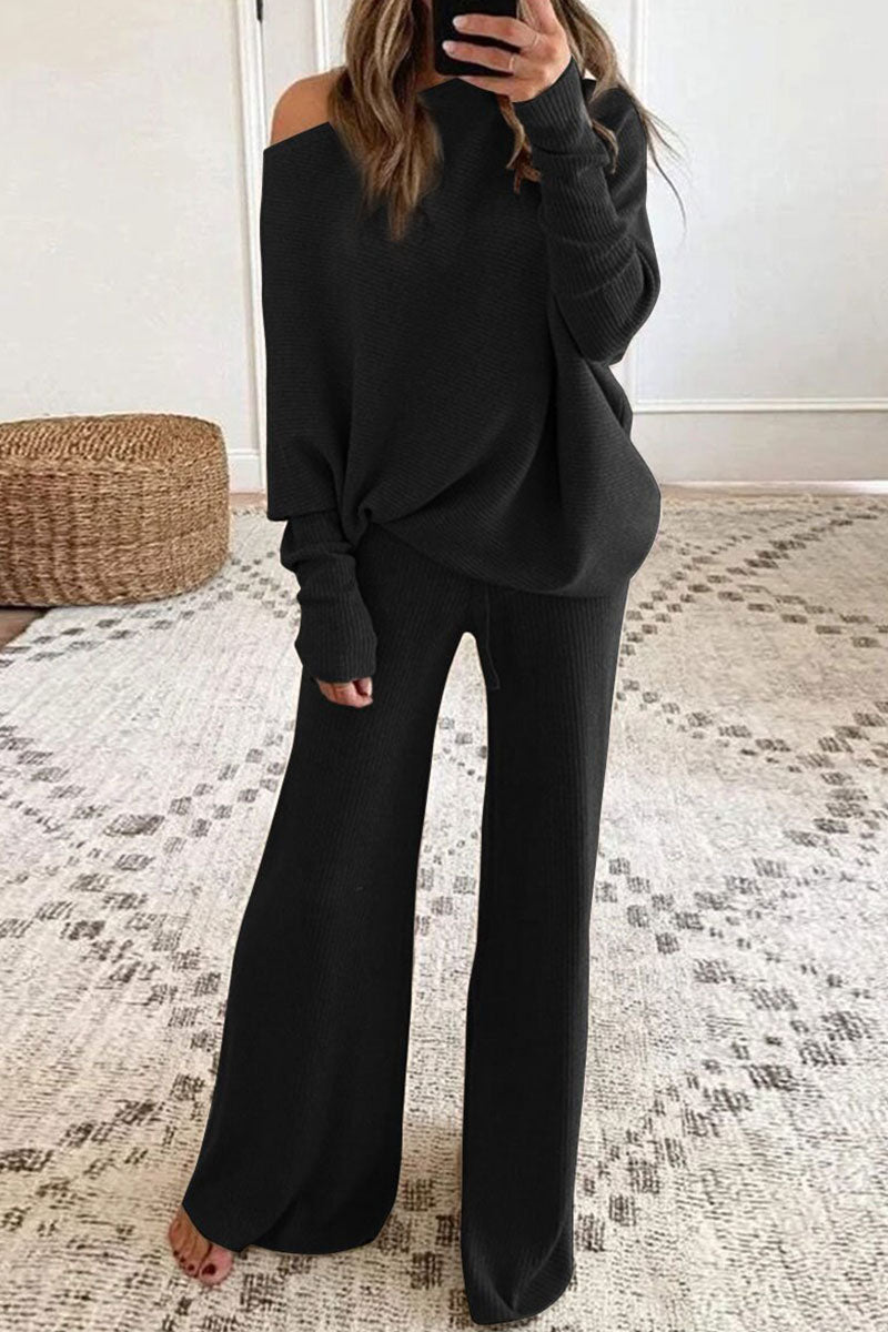 Antmvs Fashion British Style Solid O Neck Long Sleeve Two Pieces(4 Colors)