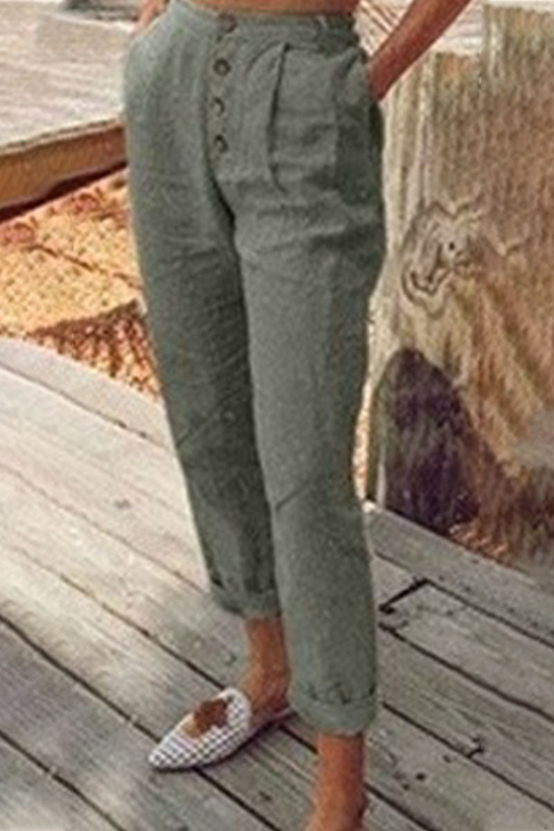 Antmvs Casual Solid Straight High Waist Pencil Bottoms(6 Colors)