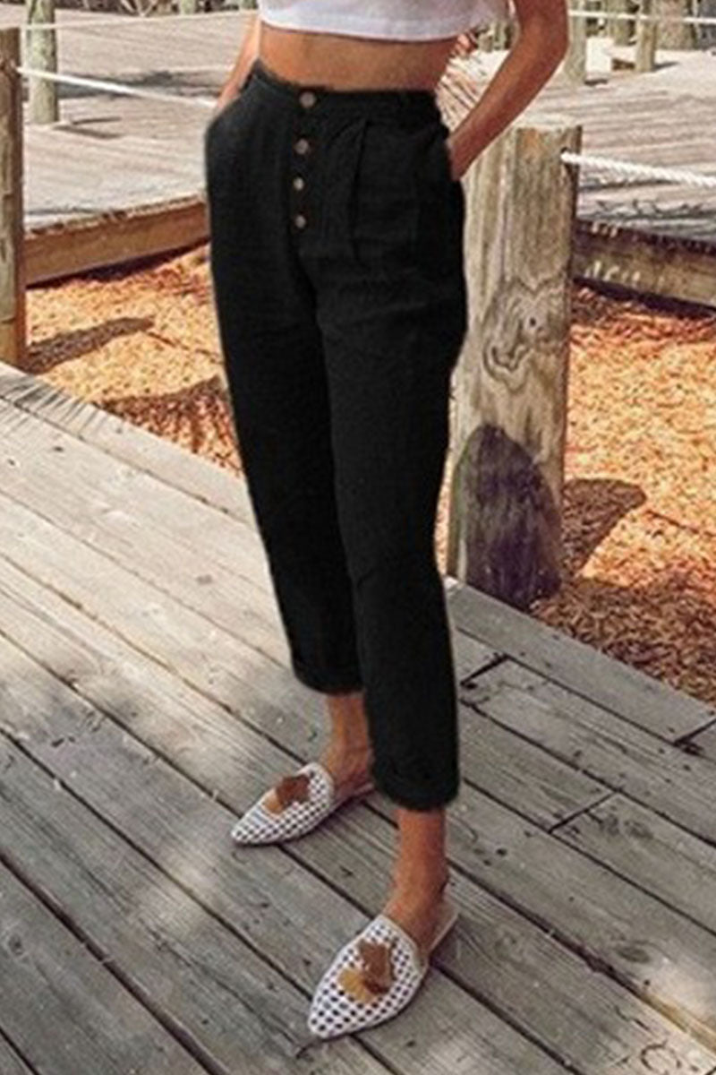 Antmvs Casual Solid Straight High Waist Pencil Bottoms(6 Colors)