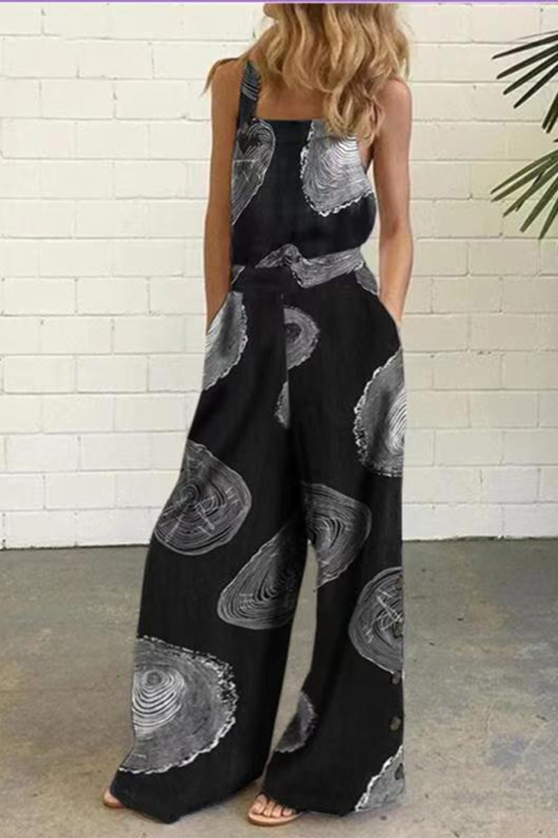 Antmvs Elegant Dot Print Square Collar Straight Jumpsuits(10 Colors)
