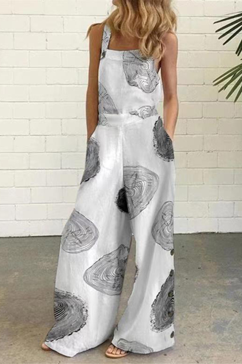 Antmvs Elegant Dot Print Square Collar Straight Jumpsuits(10 Colors)