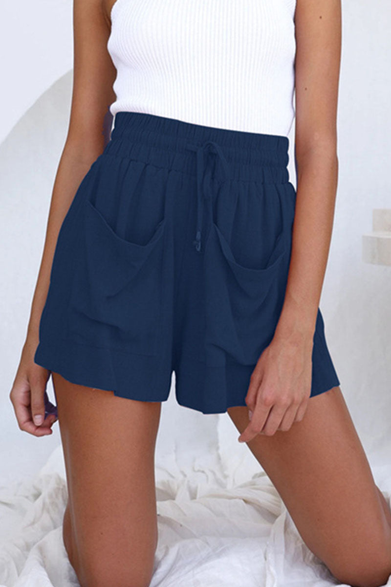 Antmvs Casual Solid Pocket Loose High Waist Wide Leg Bottoms(6 Colors)