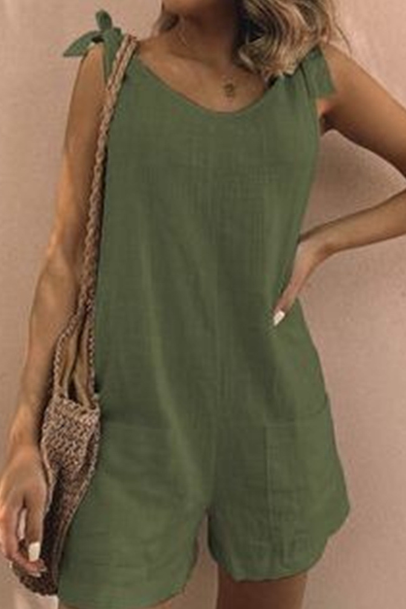 Antmvs Street Solid Pocket V Neck Straight Jumpsuits(5 Colors)