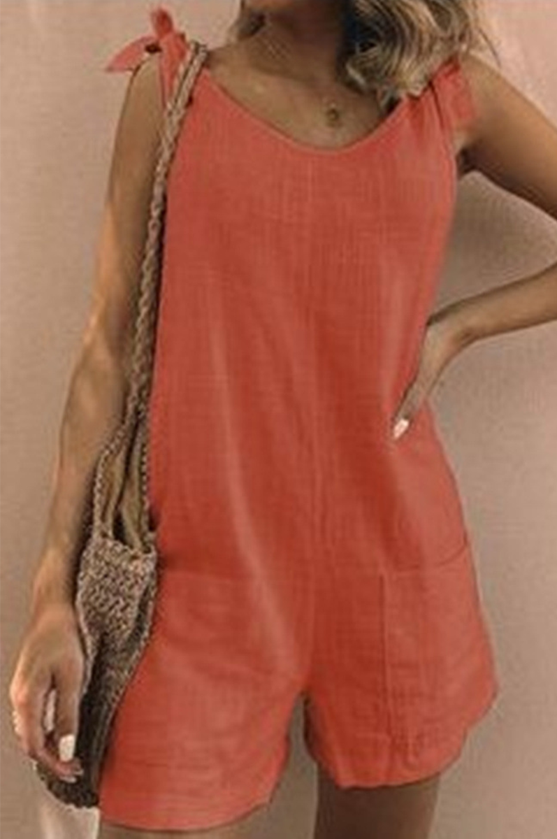 Antmvs Street Solid Pocket V Neck Straight Jumpsuits(5 Colors)