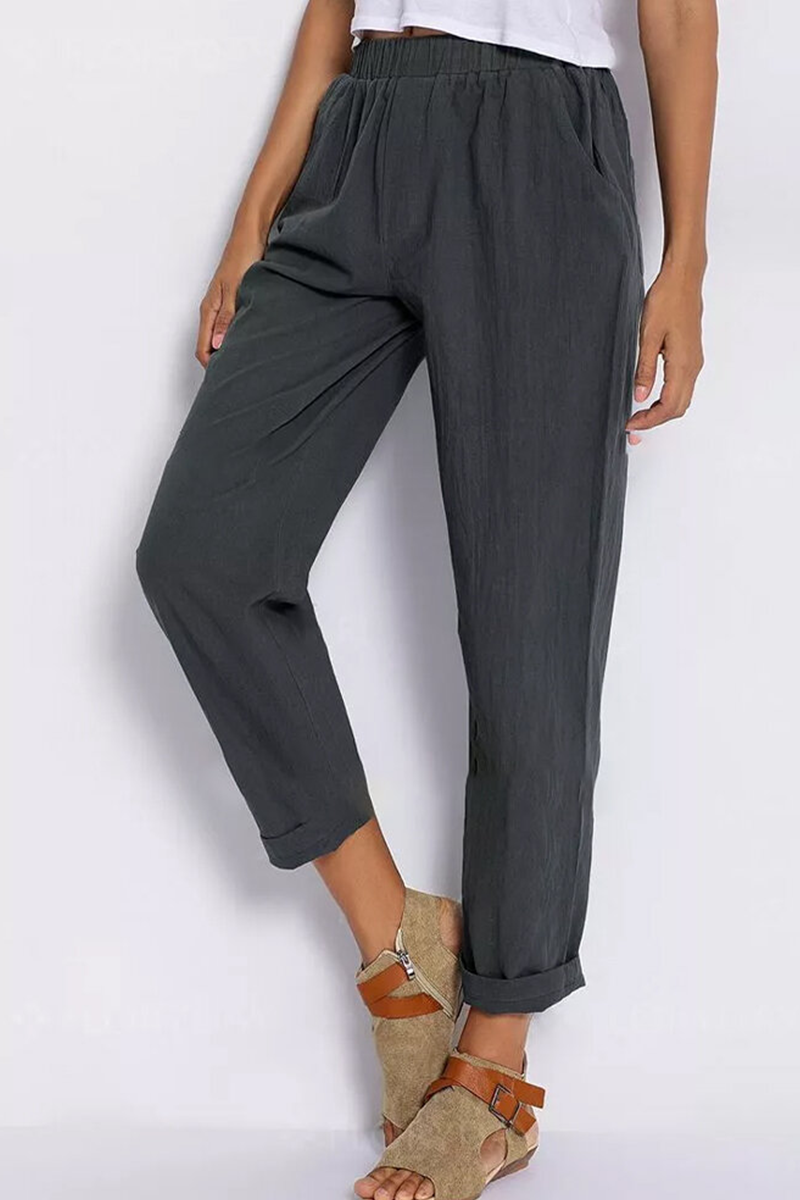 Antmvs Casual Solid Pocket Harlan Straight Solid Color Bottoms(3 Colors)