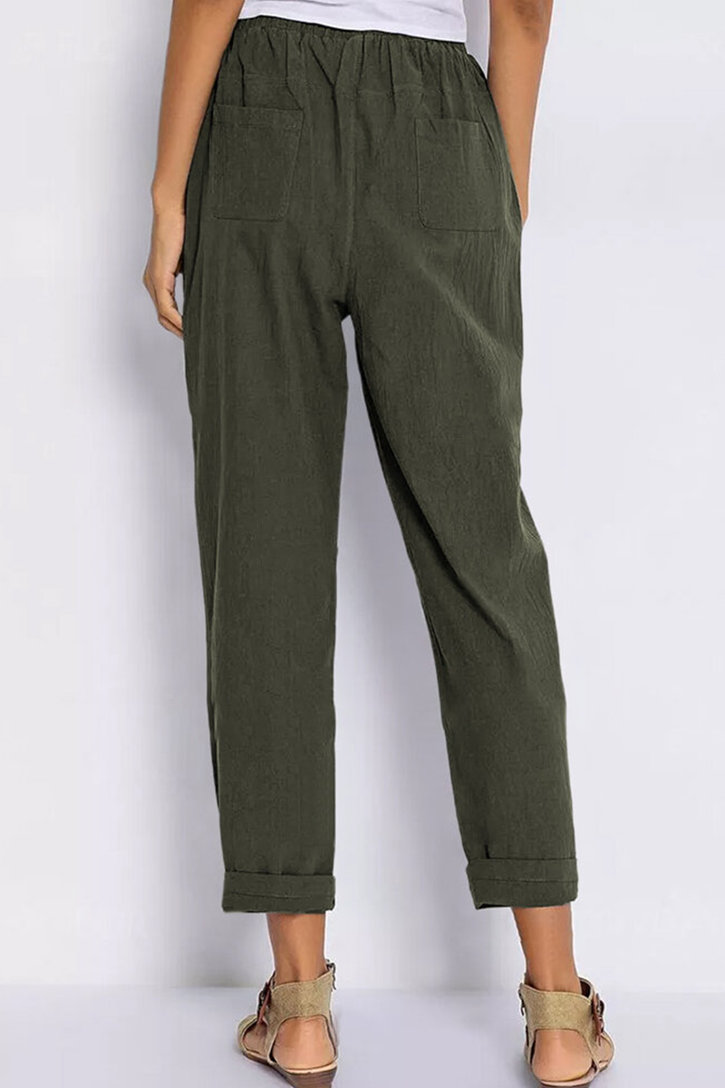 Antmvs Casual Solid Pocket Harlan Straight Solid Color Bottoms(3 Colors)