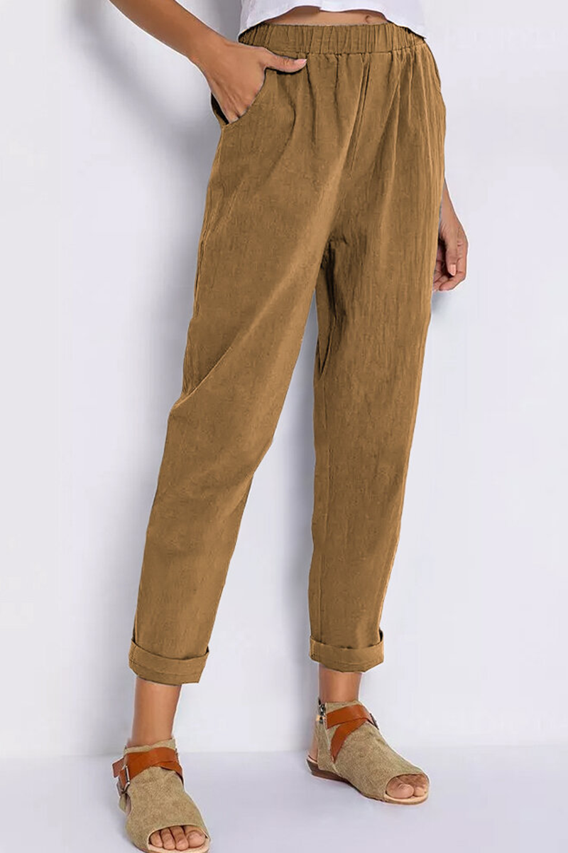 Antmvs Casual Solid Pocket Harlan Straight Solid Color Bottoms(3 Colors)