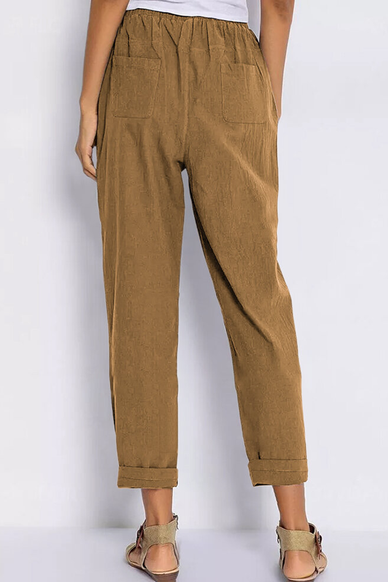 Antmvs Casual Solid Pocket Harlan Straight Solid Color Bottoms(3 Colors)